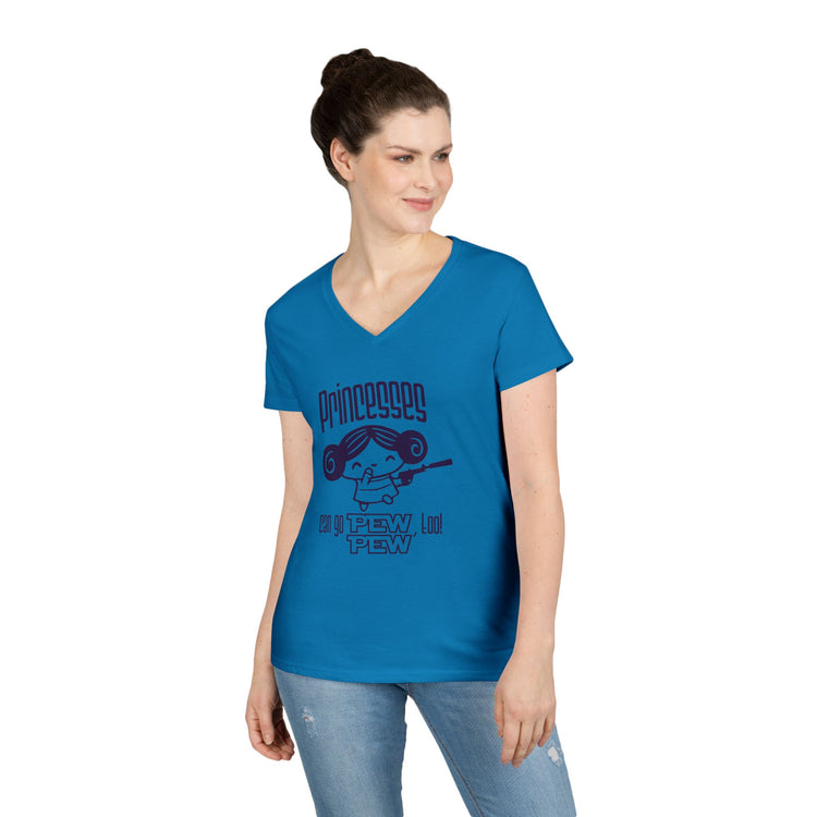 Princesses Go Pew Pew V-Neck Tee - Fandom-Made