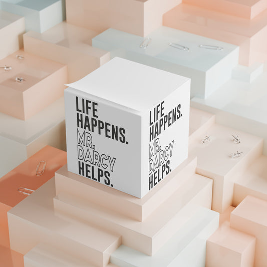 Life Happens Mr. Darcy Helps Note Cube - Fandom-Made