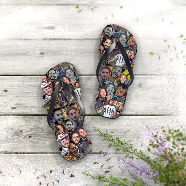 Post Malone All-Over Print Flip Flops - Fandom-Made