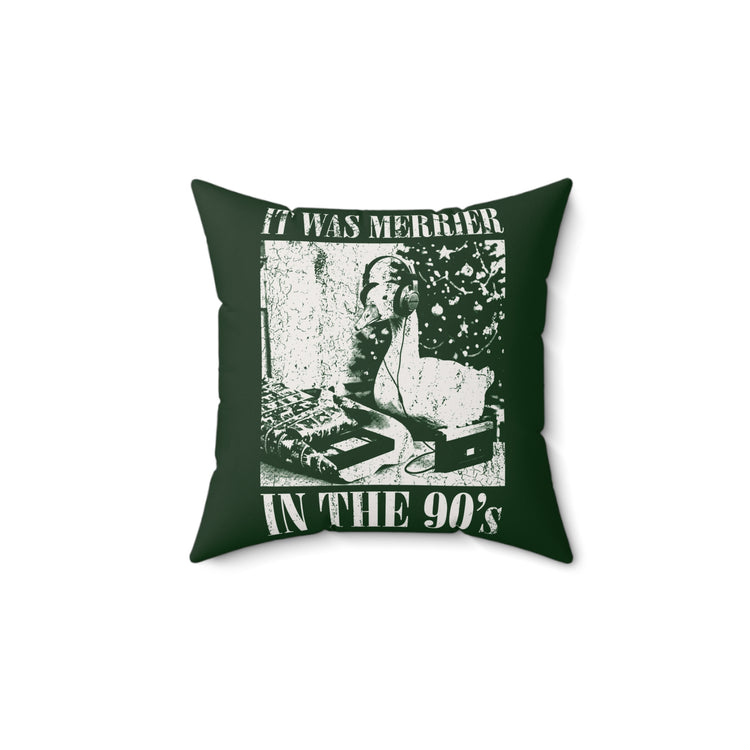 Merrier in the 90s Faux Suede Square Pillow - Fandom-Made