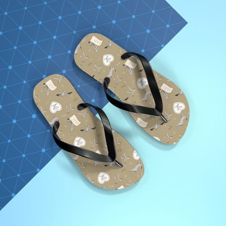 Tortured Poet All-Over Print Flip Flops - Fandom-Made