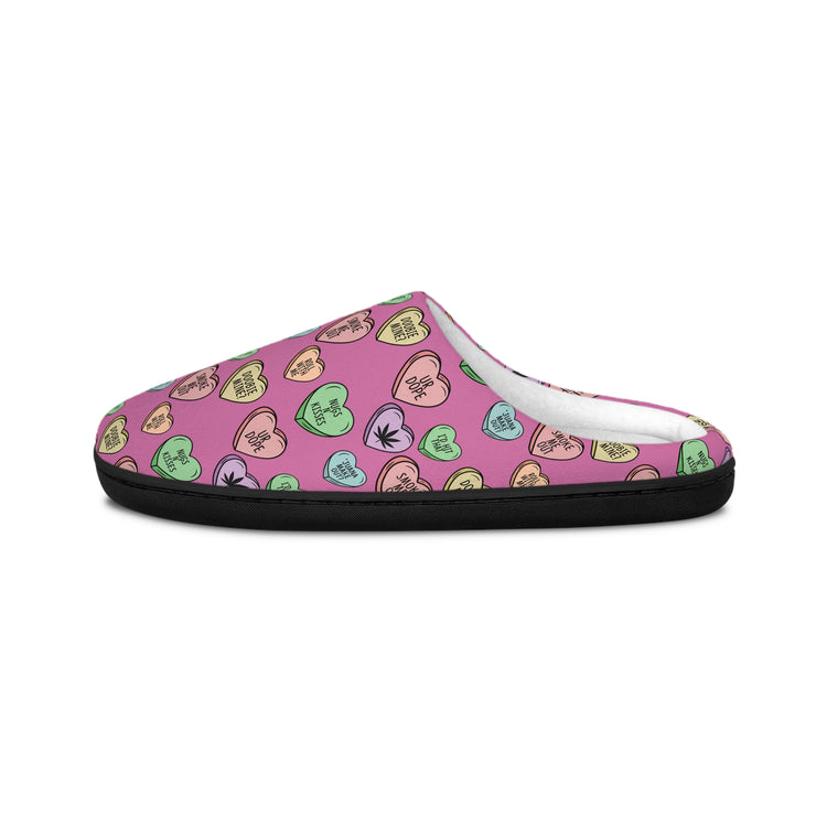 Stoner Conversation Hearts Women's Slippers - Fandom-Made