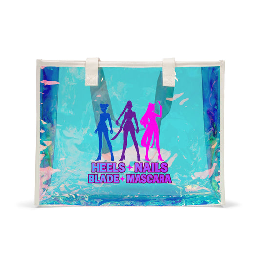 Heels Nails Blade Mascara Holographic Tote Bag