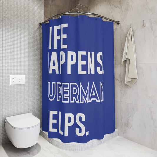 Life Happens Superman Helps Shower Curtain