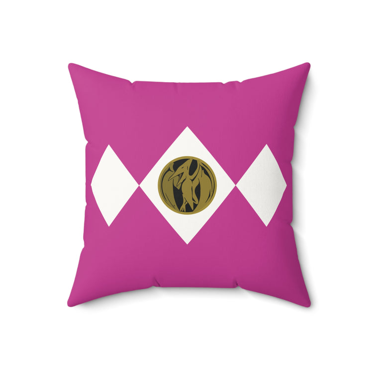 Pink Ranger Faux Suede Square Pillow