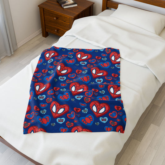 Spidey Conversation Hearts Velveteen Plush Blanket - Fandom-Made