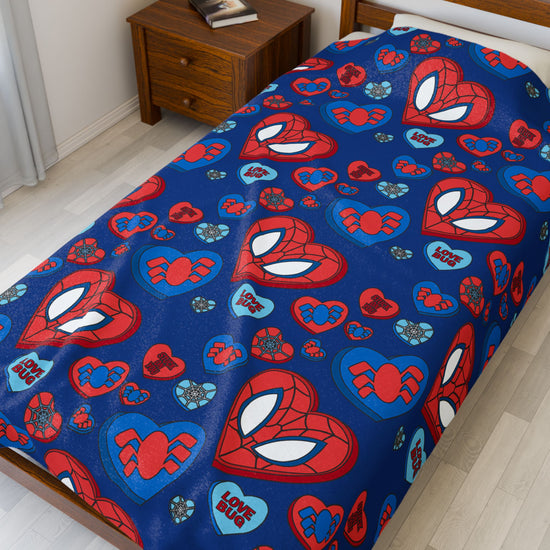 Spidey Conversation Hearts Velveteen Plush Blanket - Fandom-Made