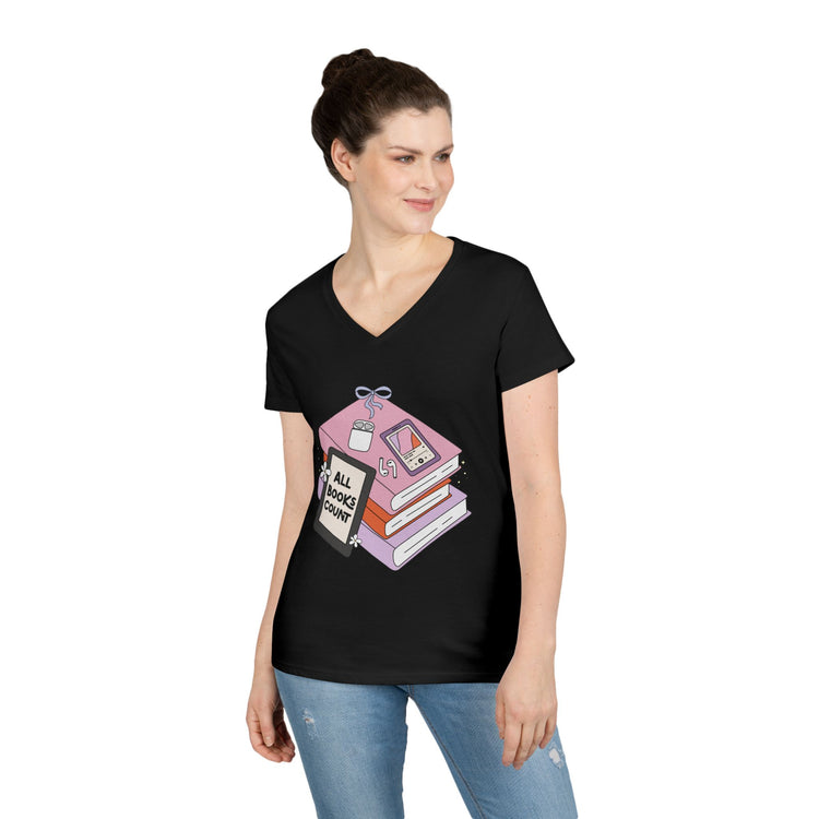 All Books Count Ladies' V-Neck Tee