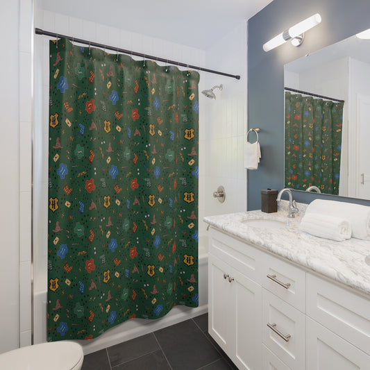 Hogwarts Slytherin House Shower Curtain - Fandom-Made