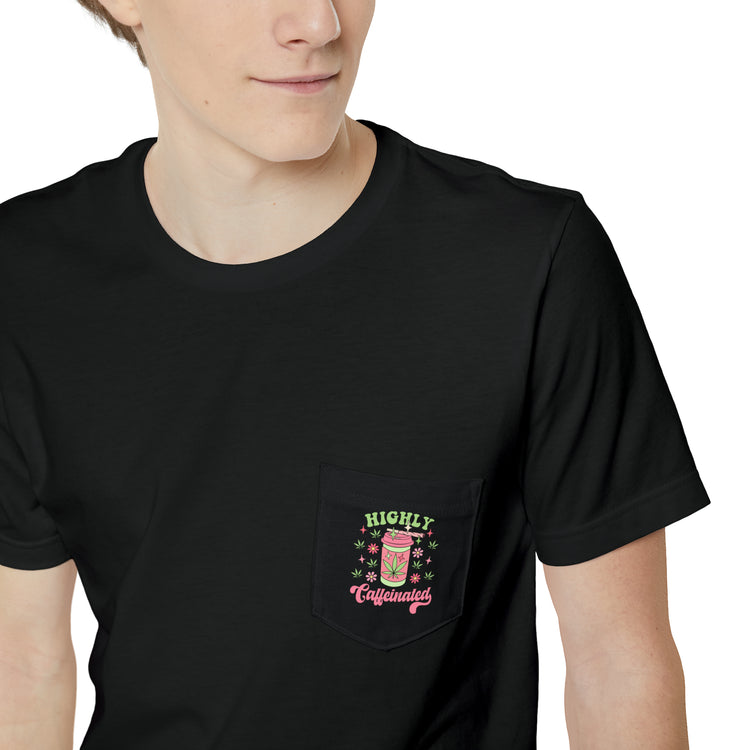 Highly Caffeinated Unisex Pocket T-shirt - Fandom-Made