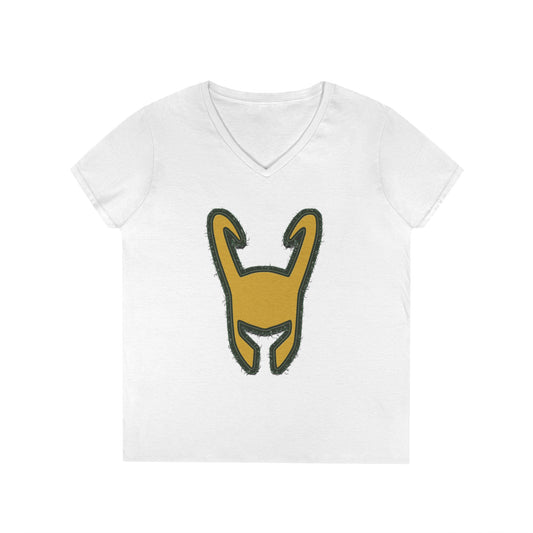 Loki Helmet Ladies' V-Neck Tee - Fandom-Made