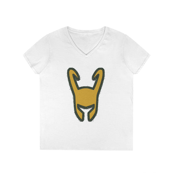 Loki Helmet Ladies' V-Neck Tee - Fandom-Made
