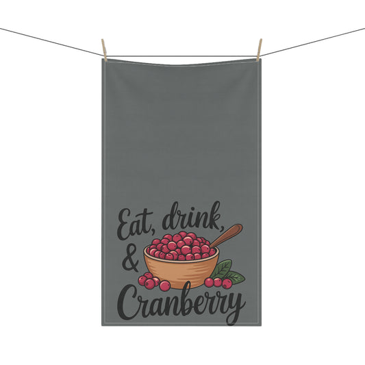Eat Drink Be Cranberry Kitchen Towel - Fandom-Made