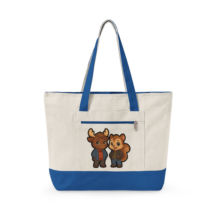 Moose & Squirrel Zippered Canvas Tote