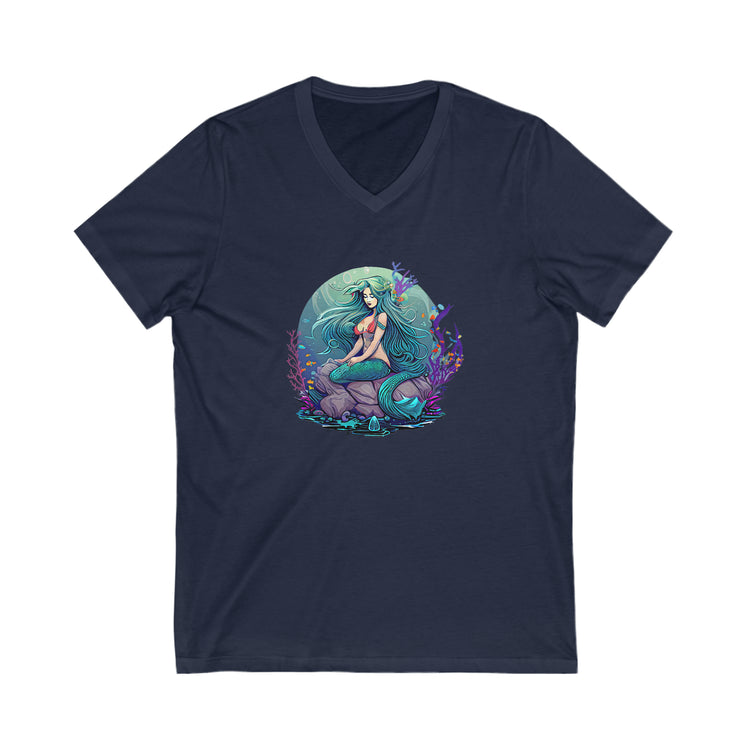 Mermaid Sitting V-Neck Tee - Fandom-Made