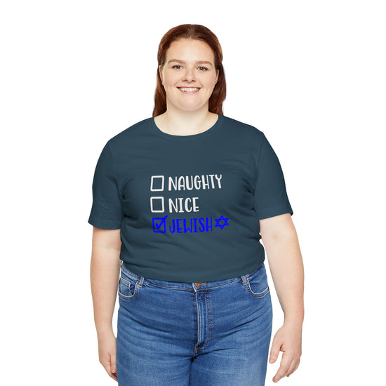 Naughty Nice Jewish Unisex T-Shirt - Fandom-Made