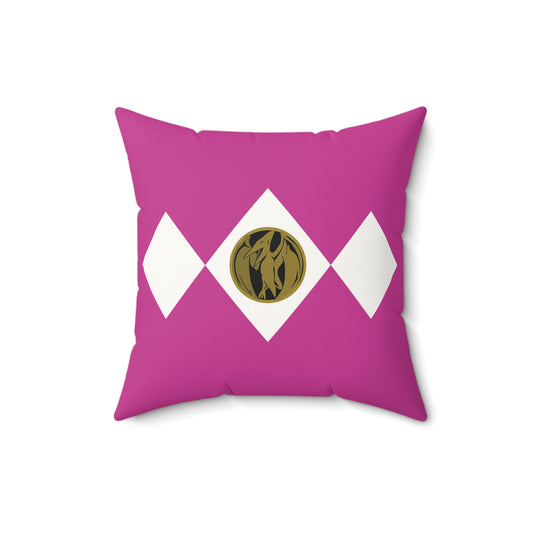 Pink Ranger Faux Suede Square Pillow
