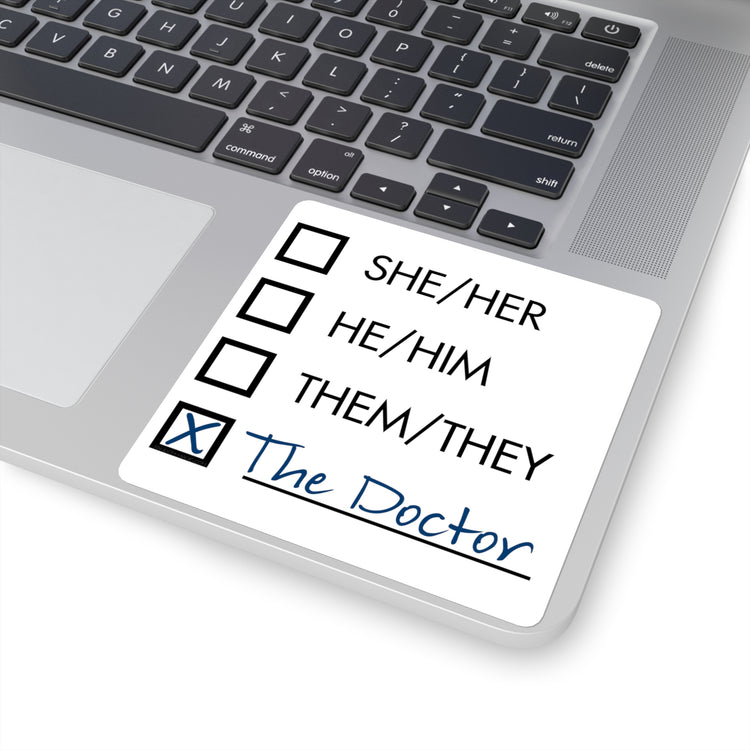 Doctor Who Pronouns Square Sticker