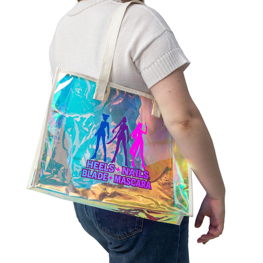 Heels Nails Blade Mascara Holographic Tote Bag