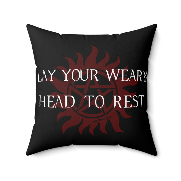 Lay Your Wear Head To Rest Faux Suede Square Pillow - Fandom-Made