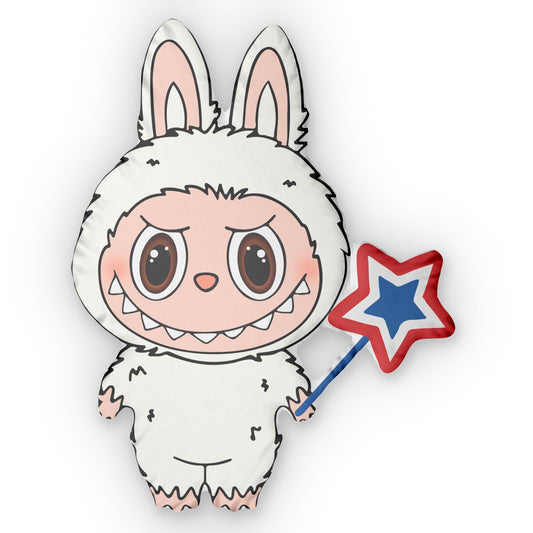 White Labubu-Shaped Pillow