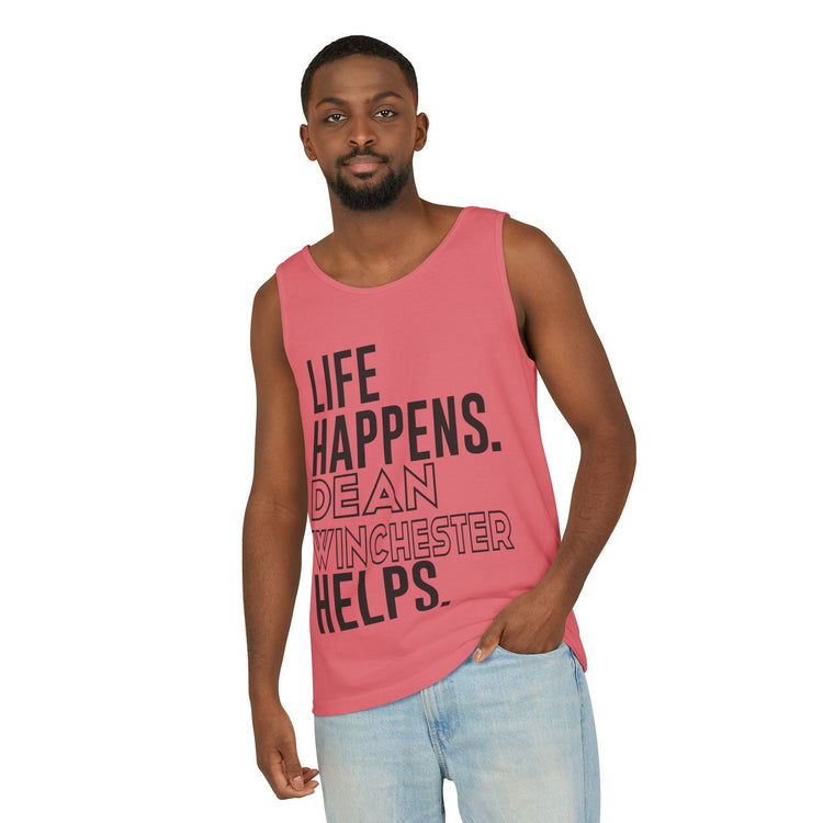 Life Happens Dean Winchester Helps Unisex Tank Top - Fandom-Made