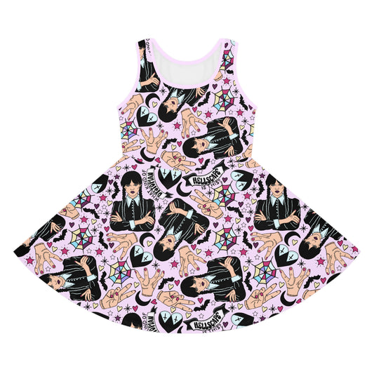 Wednesday Addams Girls' Sleeveless Sundress - Fandom-Made