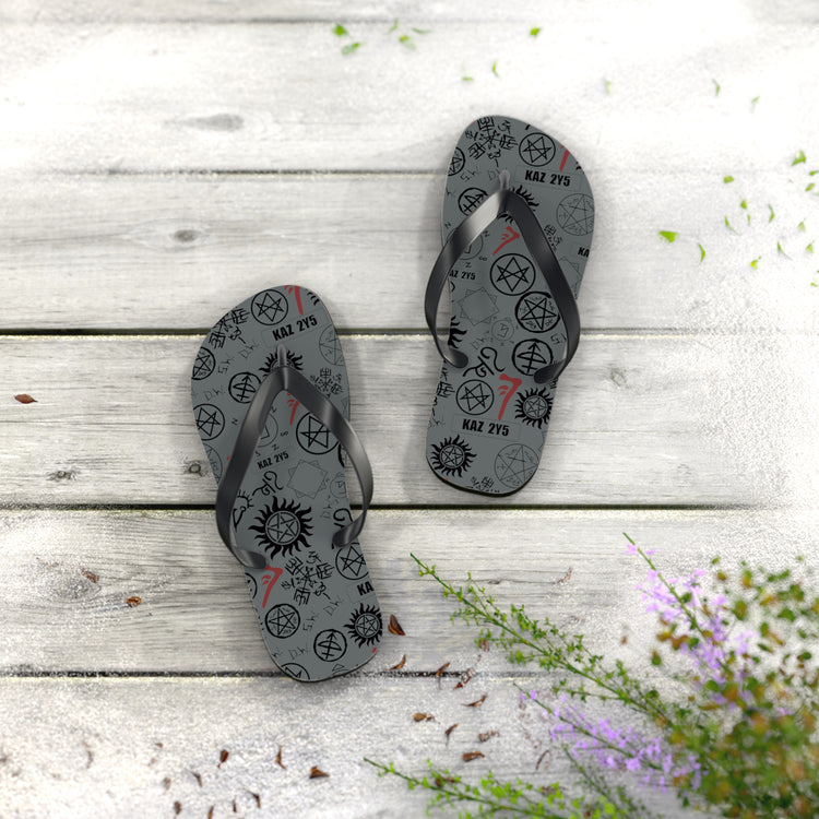 Supernatural Symbols All-Over Print Flip Flops - Fandom-Made