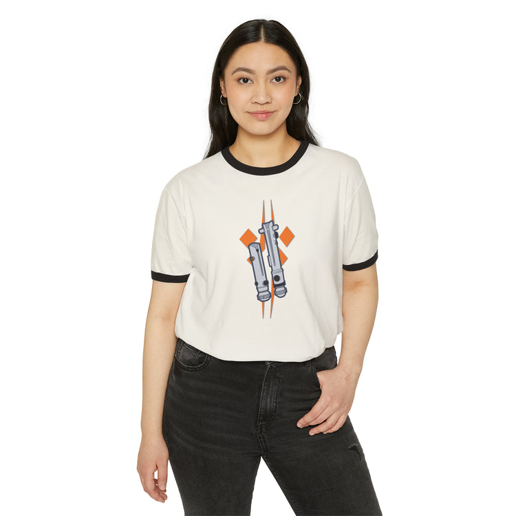 Ahsoka Tano Lightsaber Unisex Cotton Ringer T-Shirt - Fandom-Made