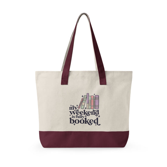 Fully Booked Zippered Canvas Tote - Fandom-Made