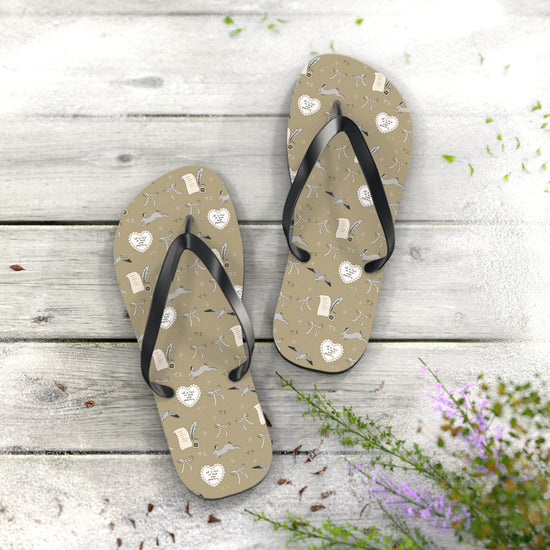 Tortured Poet All-Over Print Flip Flops - Fandom-Made