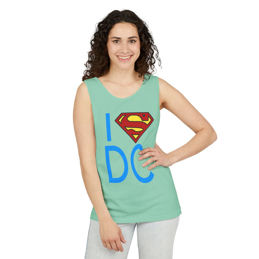 I Love DC Superman Edition Unisex Garment-Dyed Tank Top