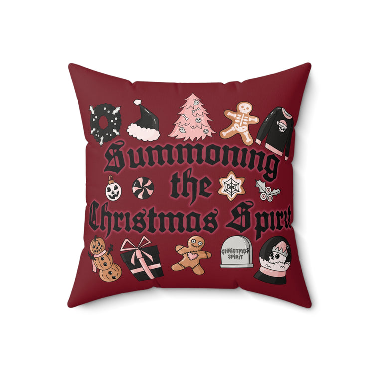 Summoning The Christmas Spirit Faux Suede Square Pillow