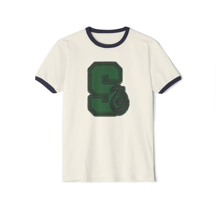 Slytherin S Embroidery Design Unisex Cotton Ringer T-Shirt - Fandom-Made