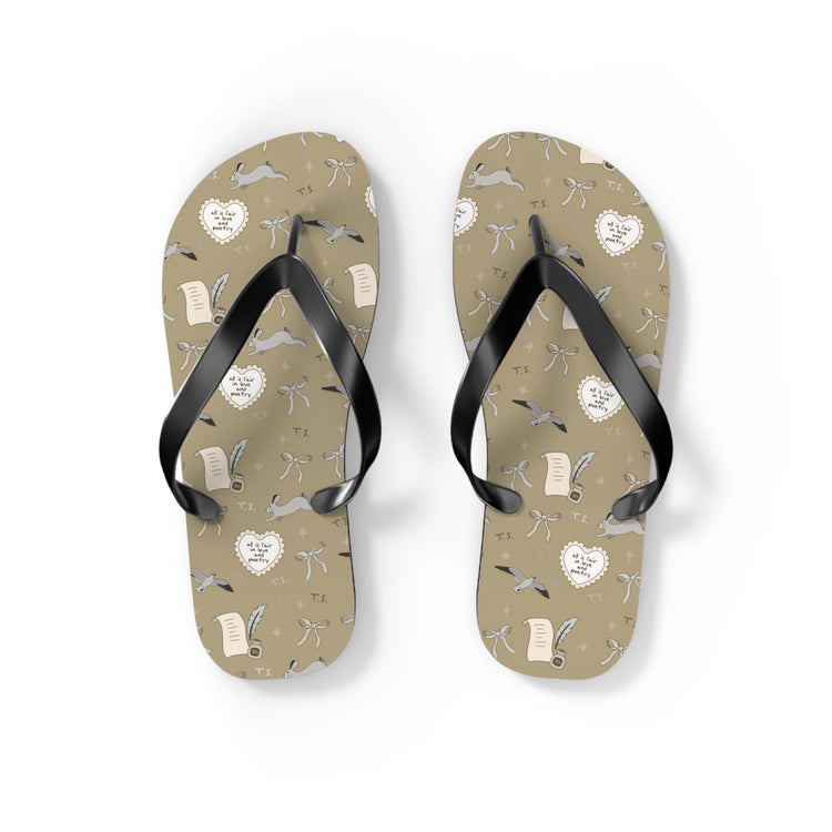 Tortured Poet All-Over Print Flip Flops - Fandom-Made