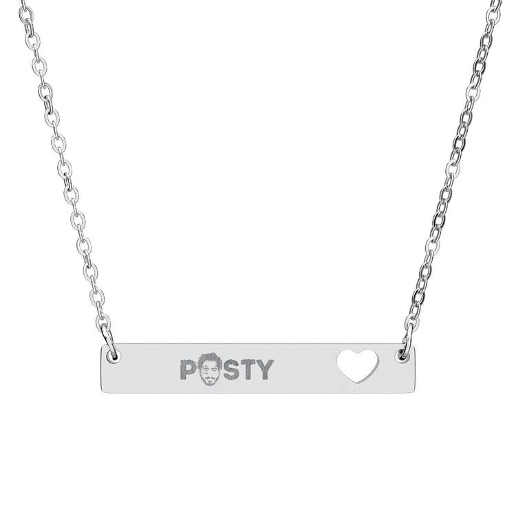 Posty Cutout Heart Bar Necklace