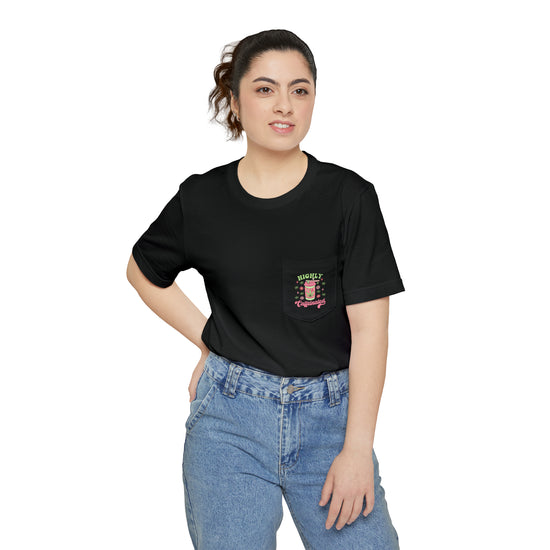 Highly Caffeinated Unisex Pocket T-shirt - Fandom-Made