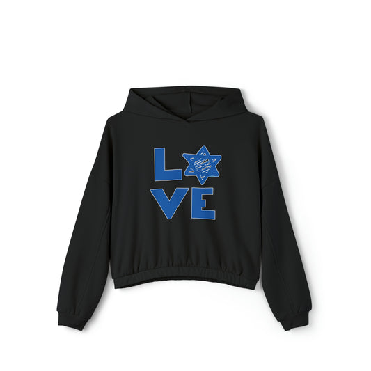 Love Star of David Women's Cinched Bottom Hoodie - Fandom-Made