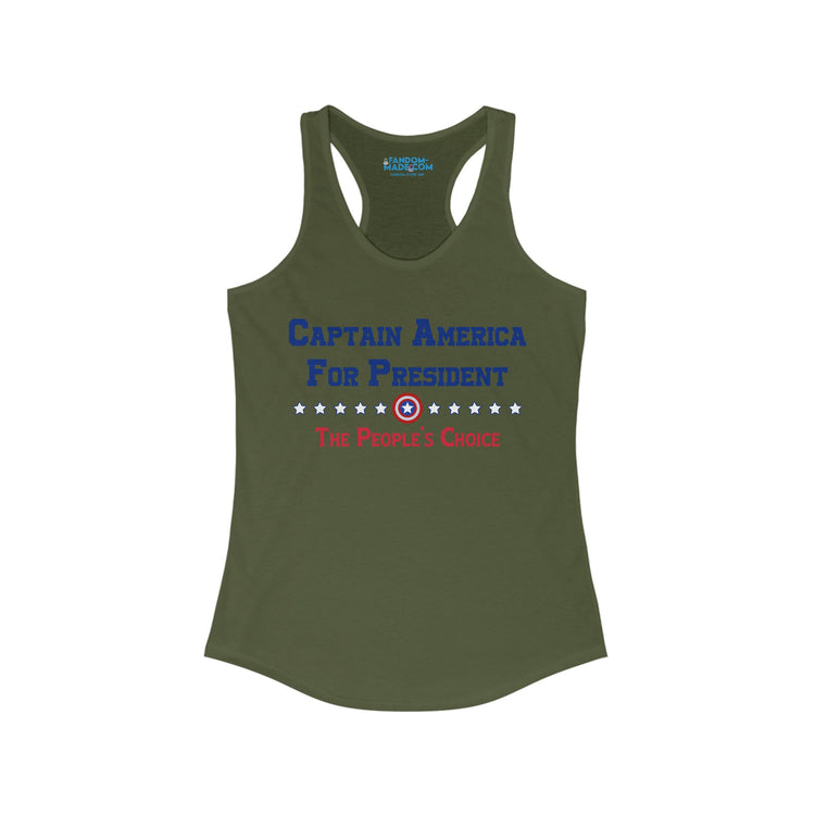 Captain America For President Racerback Tank