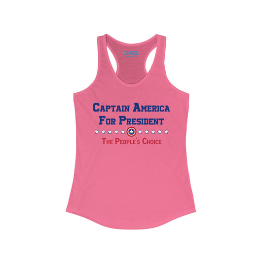 Captain America For President Racerback Tank