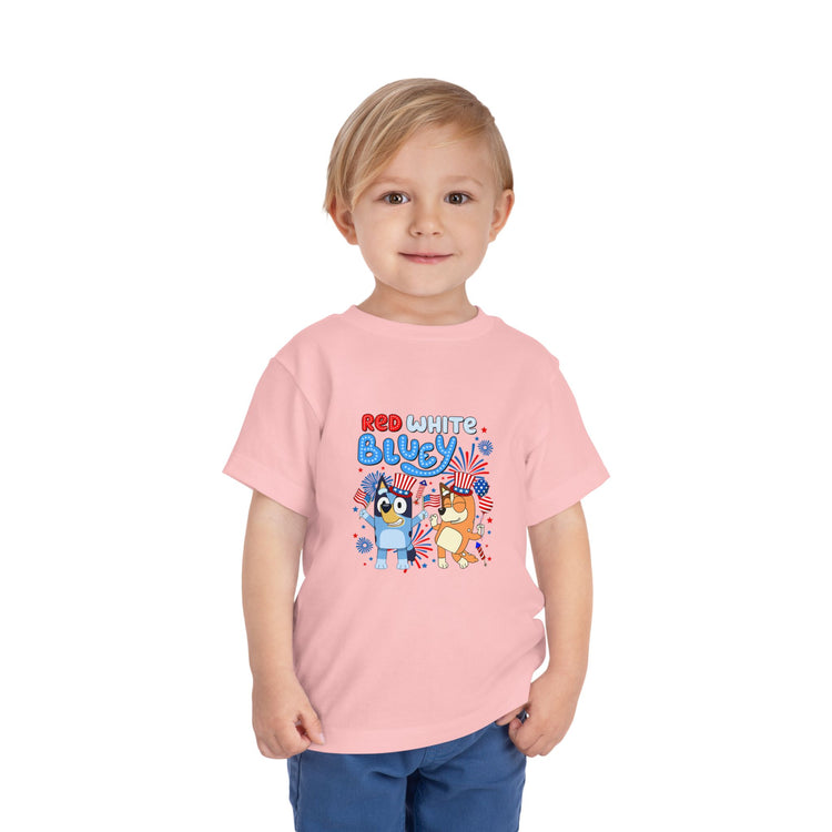 Red White Bluey Toddler Tee - Fandom-Made