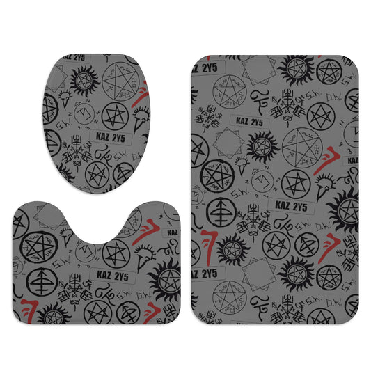 Supernatural Symbols All-Over Print Bathroom Toilet Set - Fandom-Made