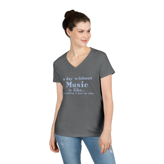 A Day Without Music V-Neck Tee - Fandom-Made