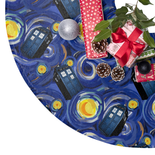 Tardis Night Christmas Tree Skirt