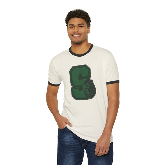 Slytherin S Embroidery Design Unisex Cotton Ringer T-Shirt - Fandom-Made
