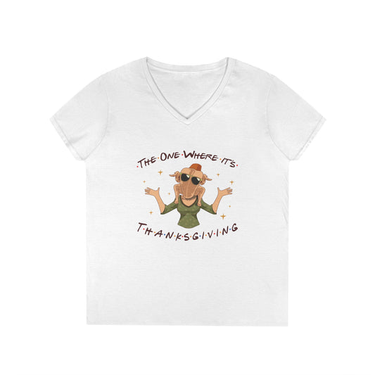 The One Where It's Thanksgiving Ladies' V-Neck Tee