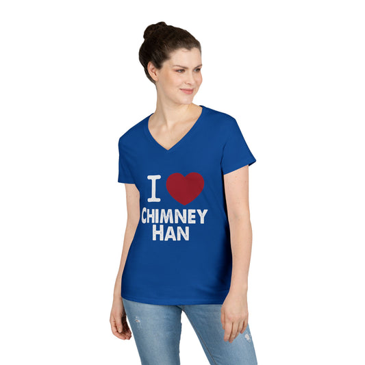 I Love Chimney Han Ladies' V-Neck Tee