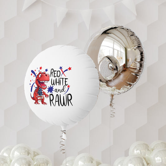 Red White and Rawr Mylar Balloon