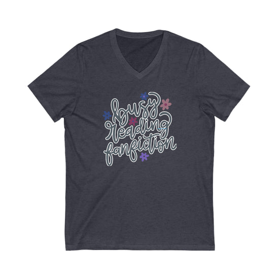 Busy Reading Fan Fiction V-Neck Tee - Fandom-Made