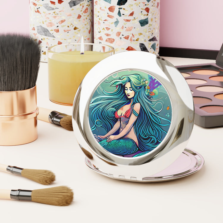 Mermaid Sitting Compact Mirror - Fandom-Made